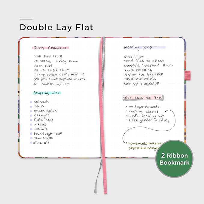 &And Per Se Dotted Journal Notebook for Women&Men with Pattern, A5 Hardcover, 160 Pages 100GSM Thick Dotted Paper, 3 Sheets of Stickers Included(Elegant Florals)