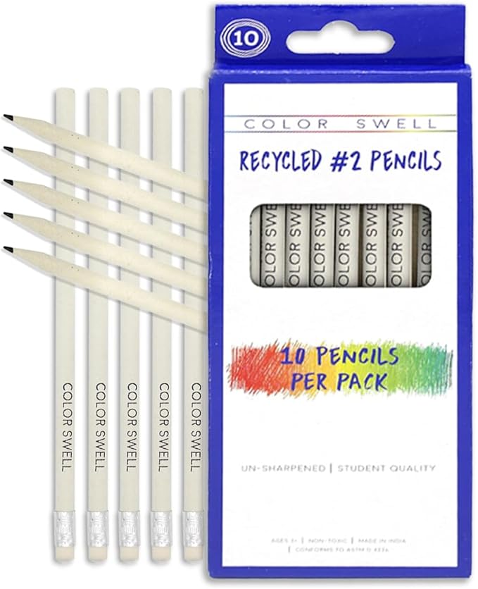 Color Swell - One Pack (10 per Pack) of Recycled Pencils - Non Toxic #2 Recycled Pencils