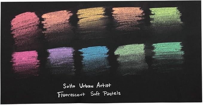 Soho Urban Artist Soft Pastels Set of 10 Bright Fluorescent Neon Colors, Vibrant Pastel Sticks for Art, Drawing, Blending, Layering, Shading
