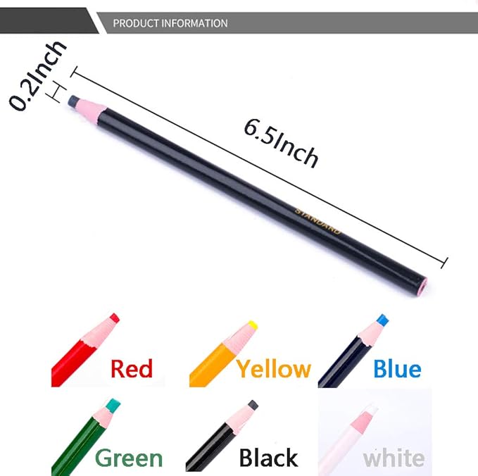 12 Pieces Sewing Mark Pencil Tailor's Marking and Tracing Tools Free Cutting Crayons Sewing Fabric Pencil 6 Colors (6 Colors)