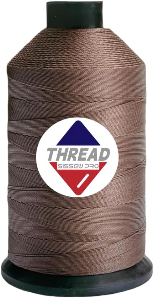 Sissewpro 8oz Bonded Nylon Thread 138 Upholstery Thread Heavy Duty for Sewing Machine Strong Threads for Leather Crafts Furniture Cusion,Boats Car Cover Seats,Canvas,Tex135,1500yds (Saddle Brown)