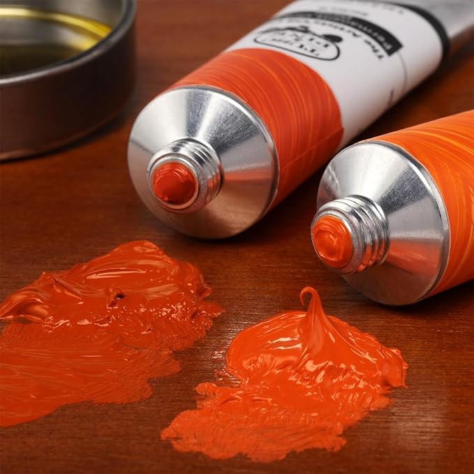 Tusc & Pine Artist Oil Paint - Permanent Orange Deep, 150 ml, Non-Yellowing, Rich & Creamy Consistency, Maximum Pigment Load, Small Batch Milled Oil Paints Made in the USA for Professional Artists