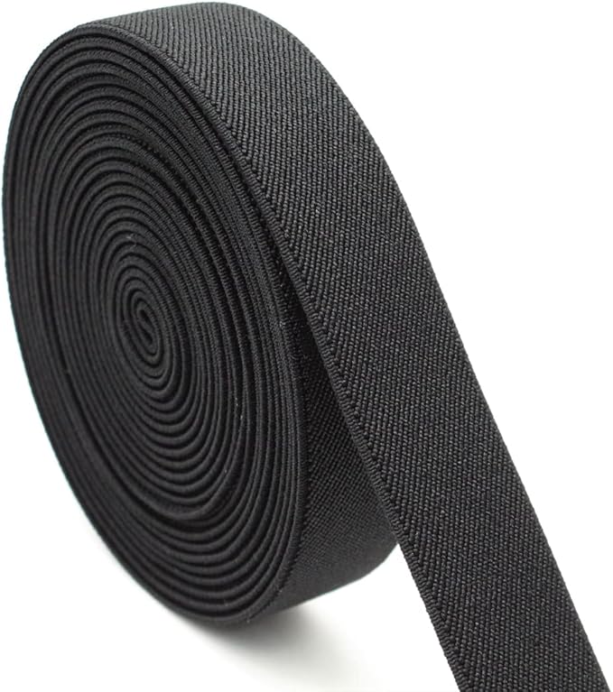 Sewing Elastic Band 1-Inch by 5-Yard Black Colored Double-Side Twill Woven Elastic