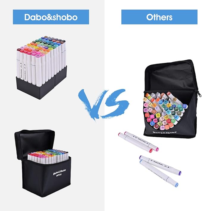 Dabo&Shobo 60 Colors Drawing Markers, Dual Tip Markers, Fine & Chisel Coloring Marker for Adult Coloring And Sketching