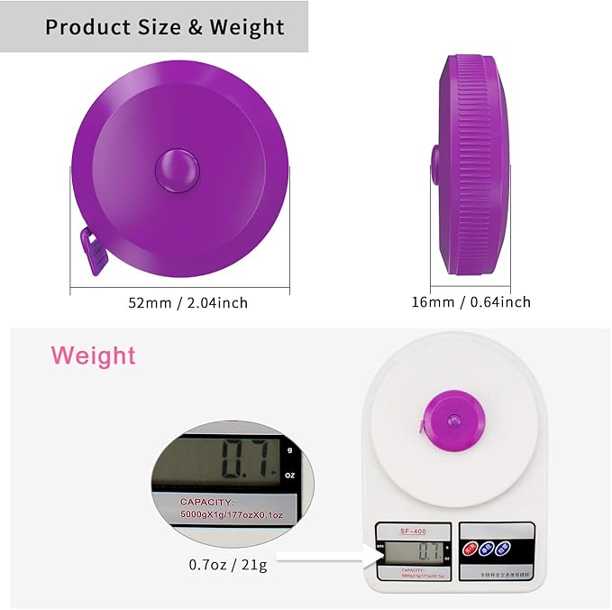 DiCUNO 60-Inch 1.5 Meter Soft and Retractable Tape Body Tailor Sewing Craft Cloth Dieting Measuring Tape (3 Pcs of Purple)