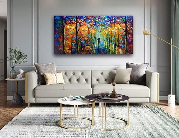 Tyed Art- Large Contemporary Wall Art Landscape Oil Painting On Canvas palette knife Textured Tree Painting hand-painted Acrylic Abstract Landscape wall art modern canvas painting 30x60inch