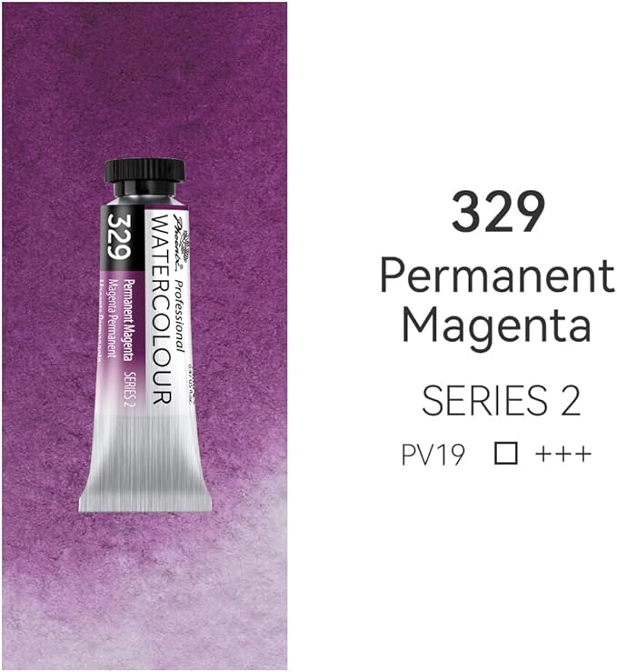 PHOENIX Professional Watercolor Paint Single Tube - 0.47 Fl Oz / 14ml - Permanent Magenta