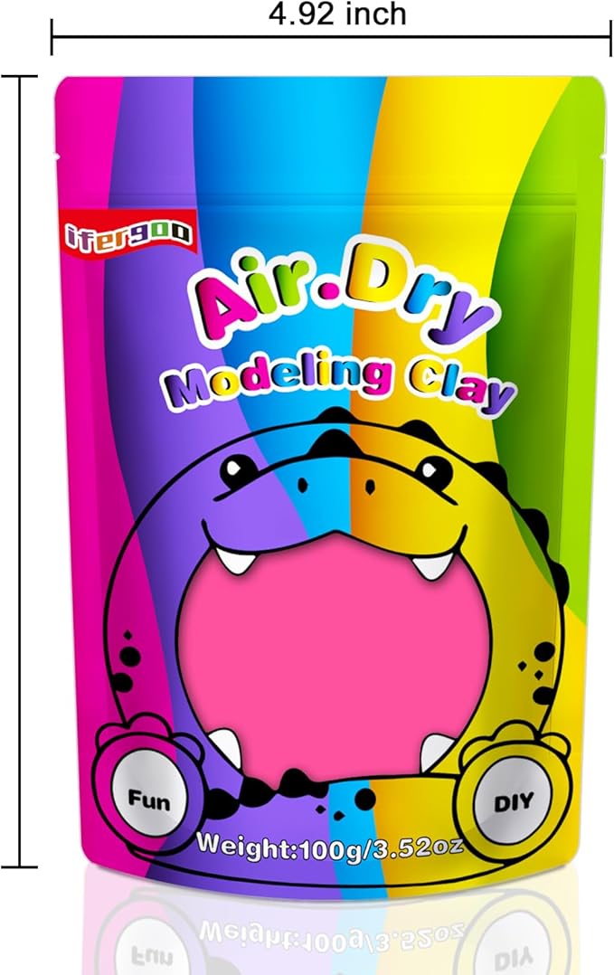 ifergoo Pink Air Dry Clay, DIY Creative Modeling Clay for Kids, Super Light Magic Clay for Kids Age 3-12, Safe & Non-Toxic, Molding Clay for Sculpting, Great Gift for Boys & Girls