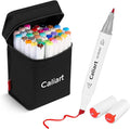 Caliart Art Markers, 41 Colors Alcohol Based Markers Pen Set Colored Dual Tip Fine & Chisel Permanent for Adults Coloring Book Drawing Illustration Sketch Highlighters Card Making