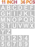 YEAJON 11 Inch Letter Stencils and Numbers, 36 Pcs Alphabet Art Craft Stencils, Reusable Plastic Templates for Wood, Wall, Fabric, Rock, Signage, DIY Art Projects (11 Inch)
