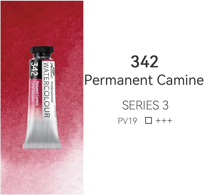 PHOENIX Professional Watercolor Paint Single Tube - 0.47 Fl Oz / 14ml - Permanent Carmine