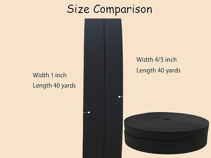 Black Knit Elastic Band for Sewing 20mm 3/4 inch 40 Yards Flat High Elasticity Straps- Wide Stretchy Knit Elastic Bands for Pants-Waistband-Wigs-Bedspread-DIY Clothing Crafts