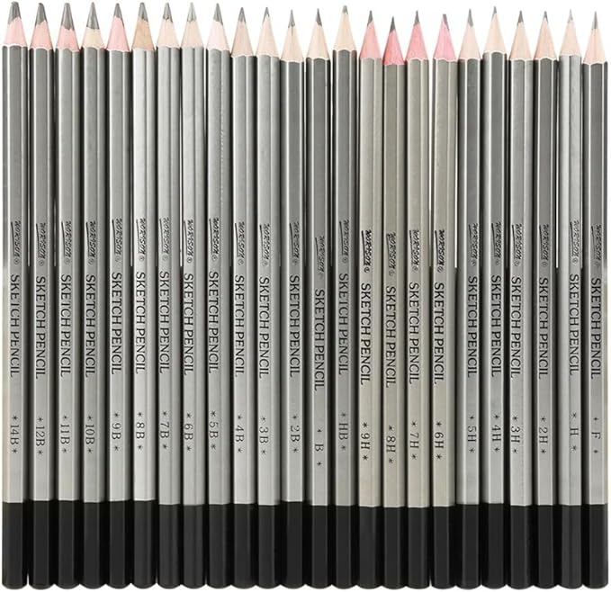 24Pcs Drawing Sketching Pencils Set, Graphite Pencils(14B - 9H), Art Pencils for Sketching, Shading, Artist Pencils for Beginners & Pro Artists