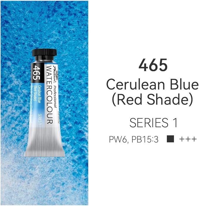 PHOENIX Professional Watercolor Paint Single Tube - 0.47 Fl Oz / 14ml - Cerulean Blue(Red Shade)