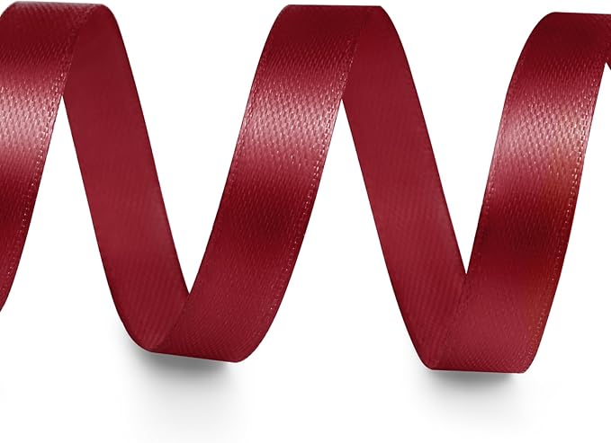 3/8" x 50 Yards Satin Ribbon - Burgundy Silk Ribbon with Spool - Ideal for Gift Wrapping, Floral Bouquets, Crafts, Wedding Party Decorations, Christmas and Sewing Projects