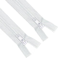 ANPURZII 2PCS #5 100 Inch White Separating Jacket Zippers for Sewing Coats, Molded Plastic Bulk Zippers(White 100" 2PCS)
