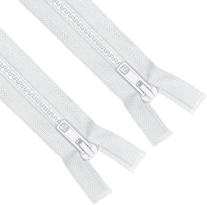 ANPURZII 2PCS #5 13 Inch White Separating Jacket Zippers for Sewing Coats, Molded Plastic Bulk Zippers(White 13" 2PCS)