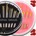 60Pack Sewing Needles for Hand Sewing Repair, 6 Sizes Assorted Needles with 4 Threaders, Hand Sewing Needles, Large Eye Stitching Needles, Embroidery Needles, Sewing Sharp Needles(Pink&Black 60PCS)