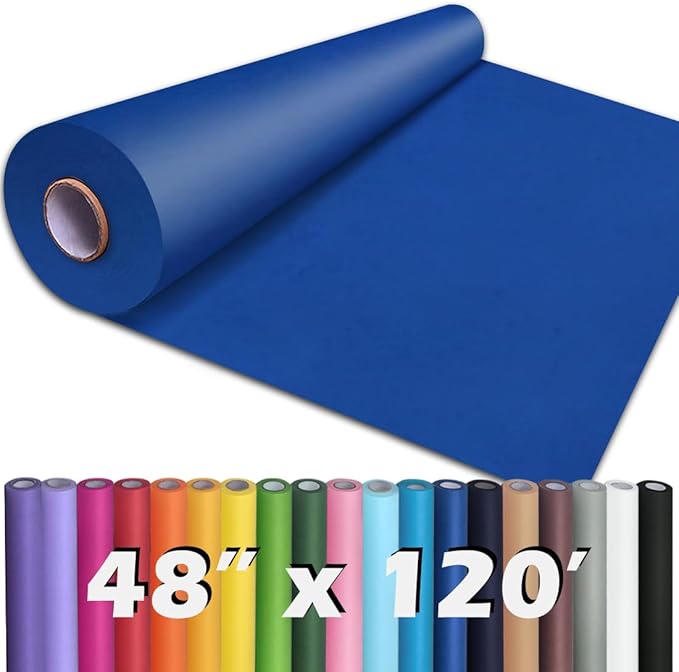 PerkHomy 48" x 1,440" (120') Blue Kraft Paper Roll for Craft Bulletin Board Paper Art Table Covering Crafting Gift Wrapping Bouquet Packing Parcel 80GSM 55LB (Blue, 48" x 120')