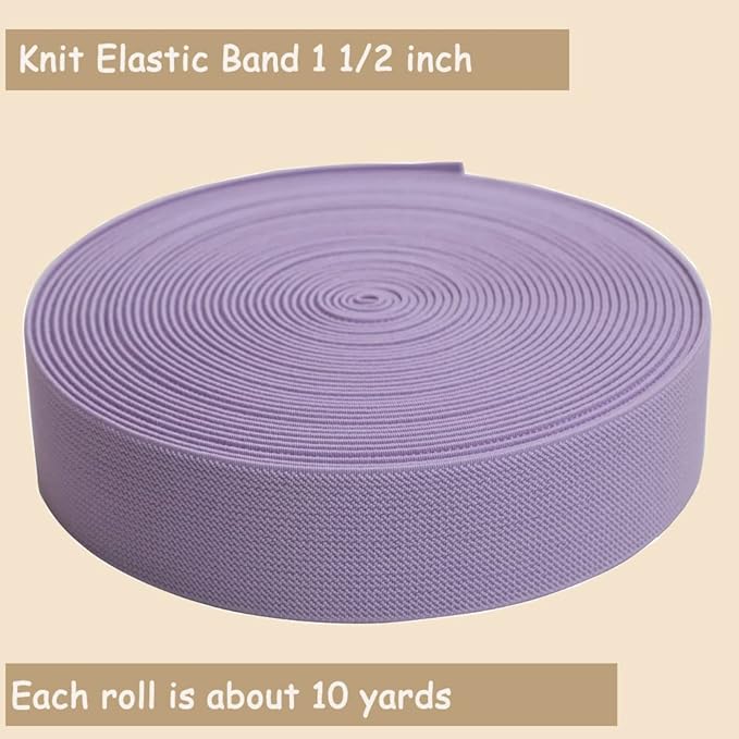 1.5 inch Lavender Wide Elastic Band for Sewing 10 Yards Double-side Twill Woven Elasitc Stretch Heavy Knit Elastic Waistband for Pants Wigs DIY Crafts & Projects