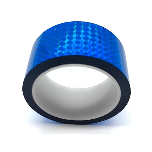 Reflective Crafting Tape, Graphic Glitter Holographic Prism Tape, for Craft Project, DIY Art, Holiday Packing, Wrapping, Keep Birds Away, 1.8 Inches by 55 Yards (Holographic-Blue)