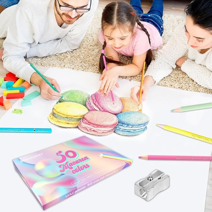 LBW 50 Macaron Pastel Colored Pencils Professional Soft Core for Adults Kids Beginners Sketching Shading