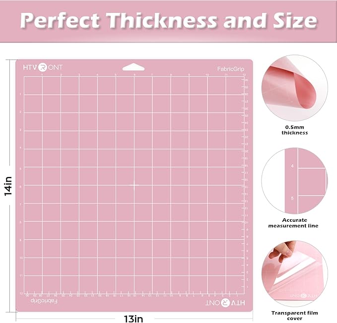 HTVRONT Fabric Grip Cutting Mats, 2 Pack Cutting Mat 12x12 Compatible with Cricut Maker 3/Maker 4/Maker/Explore 3/4/Air 2/One, Fabric Adhesive Sticky Quilting Cutting Mats Replacement Accessories
