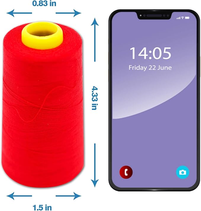 Red Serger Thread, All-Purpose Thread for Sewing, Polyester, 4 Cones of 3000 Yards Each Spool for Sewing Machine