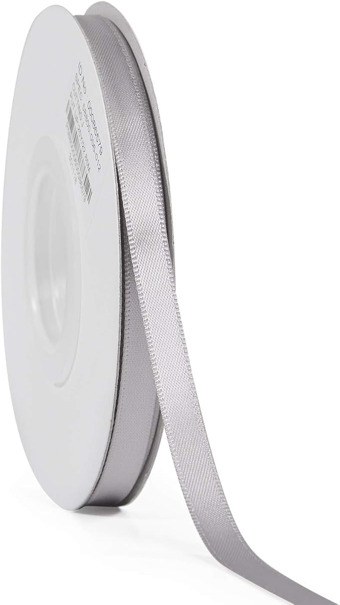 YAMA Silver Double Face Satin Ribbon Roll 1/4 Inch 25 Yards Silver Satin Ribbon for Gift Wrapping Ribbons Decorations DIY Crafts Arts