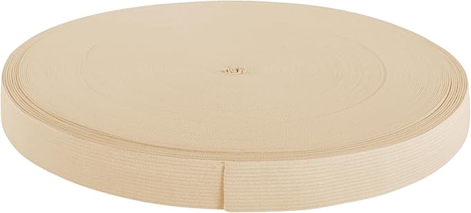 Mandala Crafts Wide 1 Inch Khaki Elastic Bands Spool for Pants Waistbands Sewing and DIY Crafts, 50 YD Stretchy Flat Fabric Strap Knit Elastic Band for Wig