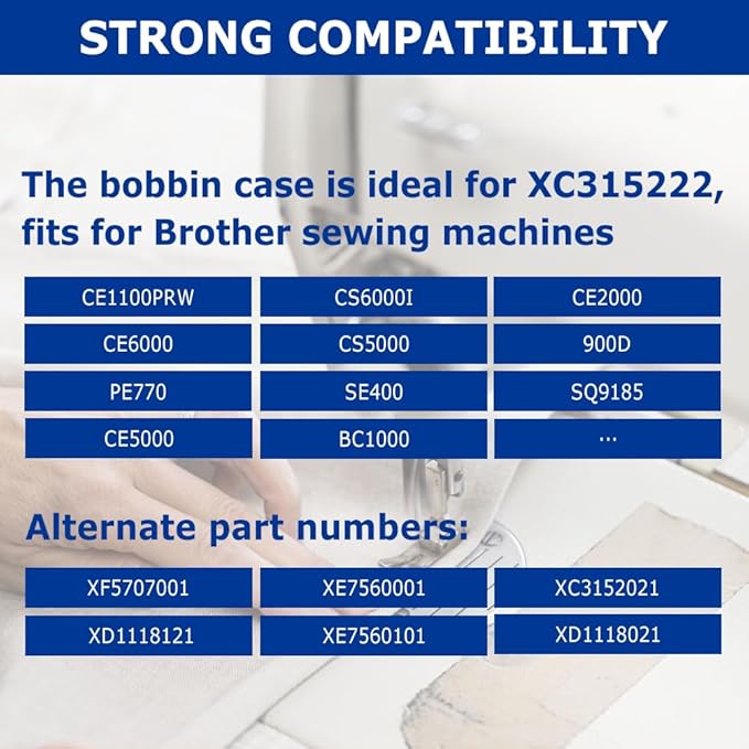 Bobbin Case for Brother and Babylocks Sewing Machines (XC3152221),Sewing Machine Parts,CE1100PRW, CS6000I, CE2000, CE5000, CE6000, CS5000, 900D, BC1000, PE770, SE400, SQ9185, Plus More