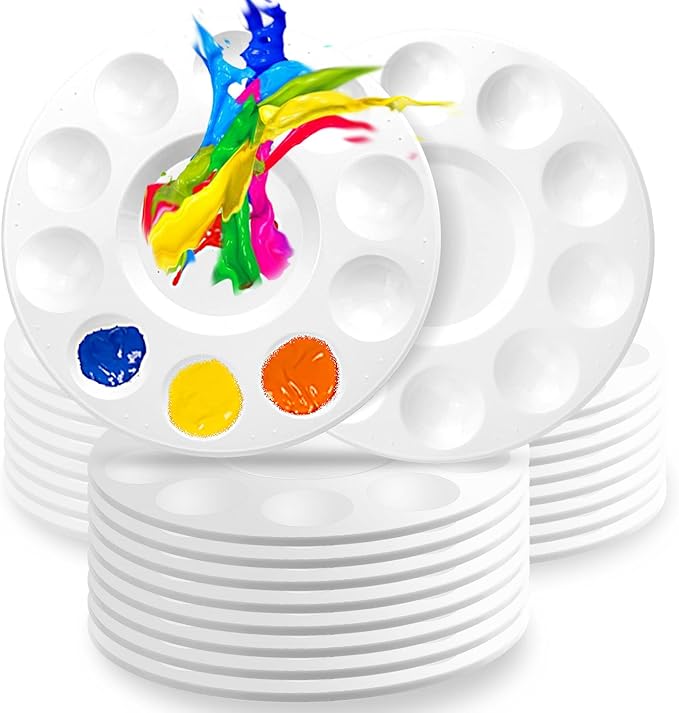 36 PCS Paint Tray Palettes for Kids, Plastic Paint Pallet with 10 Wells, Acrylic Artist Paint Tray Palette for Kids, Students to Acrylic Oil Watercolor Craft Supplies DIY Art Painting