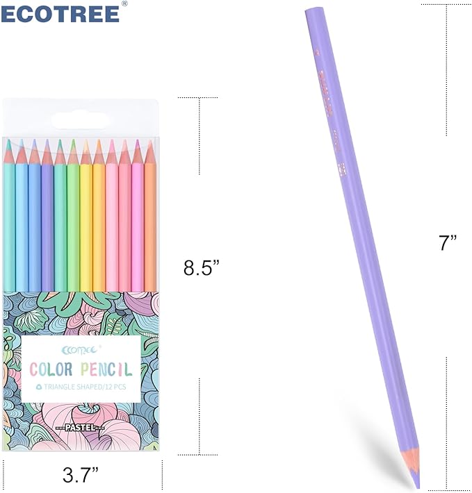 ECOTREE Stocking Stuffers for Kids Teen Girls, Macaron Colored Pencils, Soften Wood, Pastel Coloring for Adult and Kids, Art Supplies for School, Coloring, Drawing, Shading, Gifts for Kid,12 Count