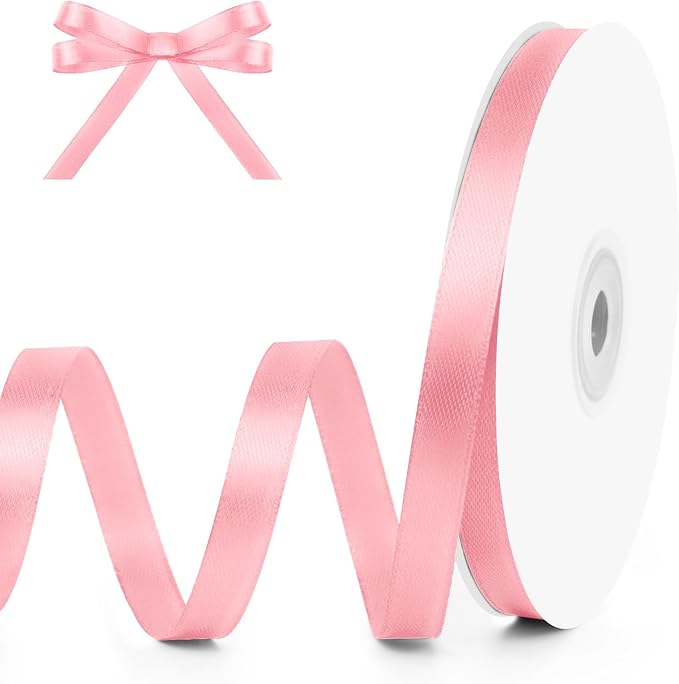 KMER LIFE 3/8" Wide x 50 Yards Pink Satin Ribbon - Perfect for Wedding Decor, Crafts, Gift Wrapping & Other Projects