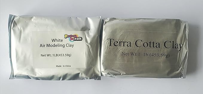 No Baking Air Drying Modeling Clay, Terracotta* 3lb&White*3lb. | All Purpose Compound | Self-Hardening DIY Creative Sculpting Clay for Adults Kids