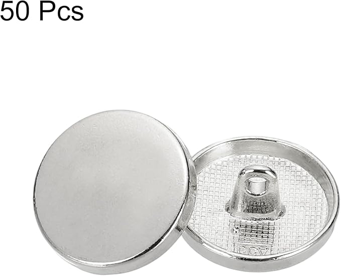 HARFINGTON 50pcs 28L Metal Round Flat Sewing Buttons 18mm Alloy Shank Craft Replacement Button for Men Women Suit Woolen Coat Shirt Trousers Sewing Crafts, Silver Tone