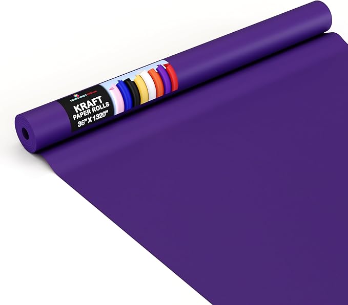 Crown Display Purple Kraft Paper Roll 36" X 1320" (110' Ft) - Colored Wrapping Paper Perfect for Shipping, Packing, and Craft Supplies