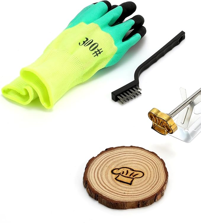AIMOADO Chef's Hat Branding Iron Stamp, 1 1/2" Wood Branding Iron Personalized Logo for Meat, Burger, Wood, Hats with Full Set Tools