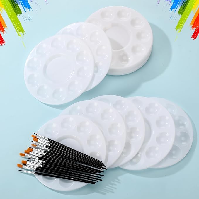 150 Pcs Painting Brushes Palettes Set 100 Watercolor Paint Brushes 50 Tray Palettes Art Classroom Supplies Paint Party Favors for Adults Students Classroom Birthday Party(Black)