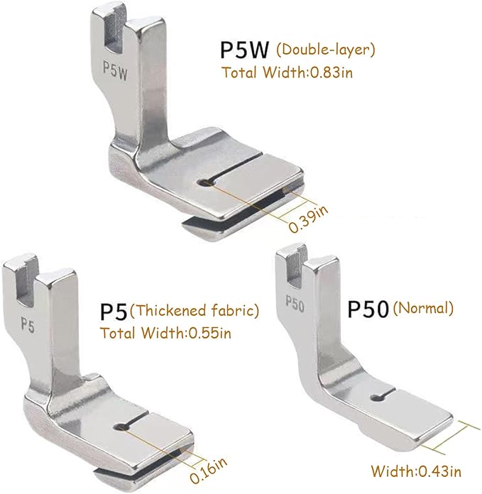 Piping Sewing Machine Presser Foot, 2024 New Double Gathering Pleated Shirring Presser Foot, P5 P50 P5W Fits for Most of Sewing Machine (P5W,4)