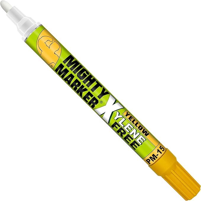 PM-15, Eco-Friendly Paint Marker, Alcohol-Based & Xylene-Free, Waterproof & Permanent, 10ml, 2.3mm Tip, 8 Bonus Tips, Made in USA, Yellow 8 Pack