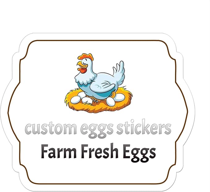 2,2.5,3,3.5,4inch Custom Carton Stickers Labels for Chicken, Personalized Chicken Egg Carton Packaging Sticker Label (Shape 1)