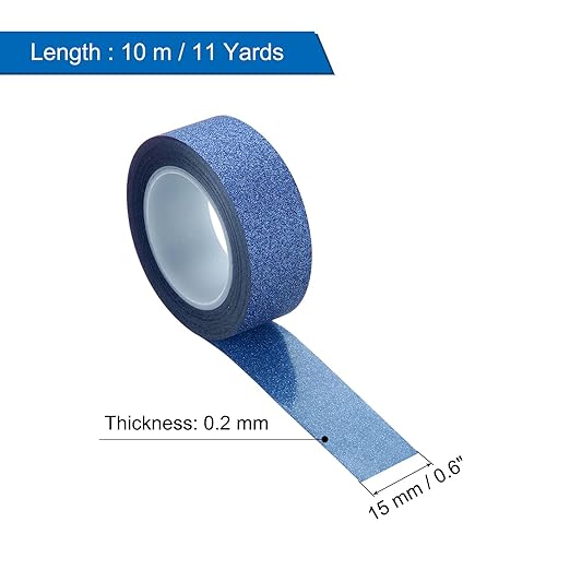 MECCANIXITY 8 Pcs 0.6 Inch x 11 Yards Glitter Washi Tape Dark Blue Crafting Tape Glitter Masking Tape Decorative Tape Self Adhesive Stick for Festival Decoration Scrapbooking,Planner,DIY