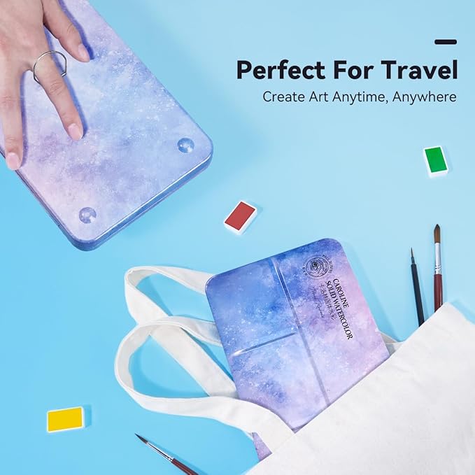 Paul Rubens Watercolor Paint Set Full Pan, 24 Vivid Colors Water Coloring Paint in Pocket Box with Metal Ring, High Transparency Intense and Durable, No Chalky, Perfect for Students, Beginners