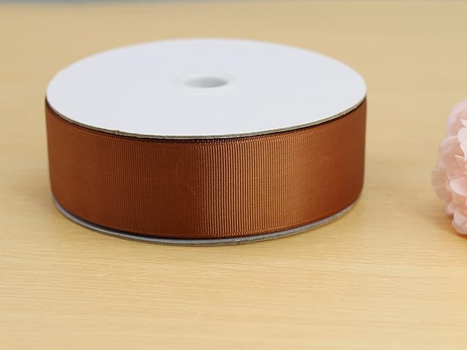 One Roll 50 Yards Soild Brown Grosgrain Ribbon 1 1/2 inch Flower Bouquets Ribbons-1.5 inch Thick Gift Wrapping Ribbon-DIY Crafts Bow Hair Headband Accessories Ribbons #842(38mm)