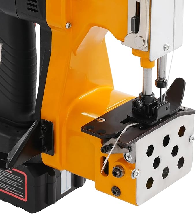 Electric Bag Sewing Machine,Industrial Bag Closing Machine w/Charger,High Speed Portable Electric Bag Stitching Closer Wireless Sack Seal Sewing Machine Kit for Sack Woven Kraft Paper (Yellow)