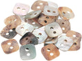 HARFINGTON 30pcs Pearl Shell Buttons 0.6" (15mm) 2 Hole Square Shell Sewing Button Natural for Cloth Craft Shirt DIY