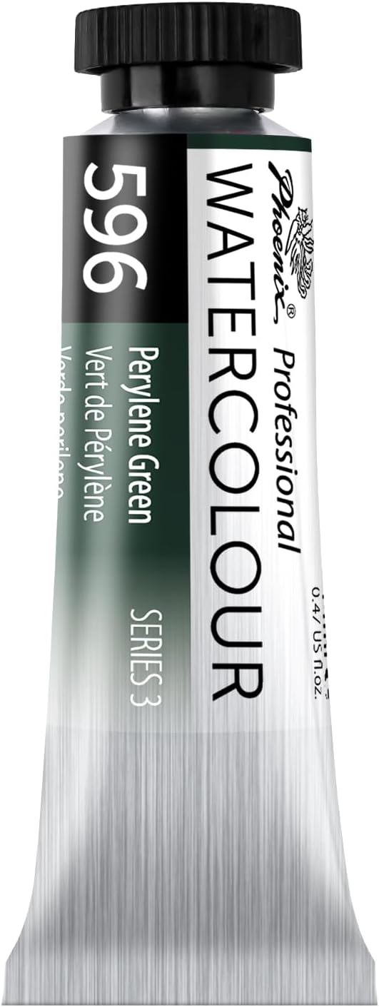 PHOENIX Professional Watercolor Paint Single Tube - 0.47 Fl Oz / 14ml - Perylene Green