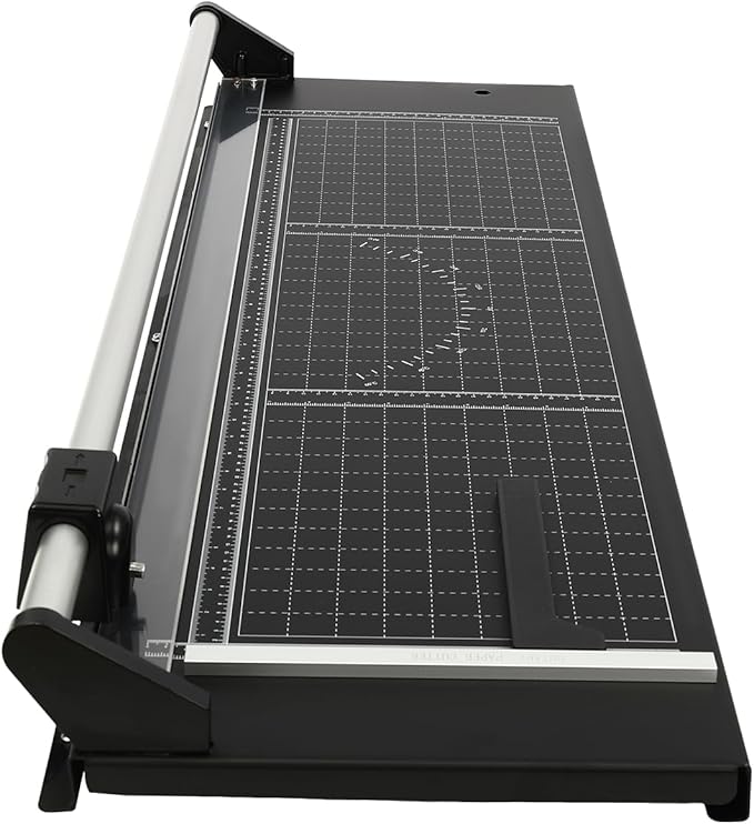 36in Precision Rotary Paper Cutter Paper Trimmer, Commercial Manual Sharp Photo Paper Cutter with Pre-Printed Grids 0-60°Cutting Angle Rolling Paper Cutter Tool for Photo Paper Film Art Paper Jam