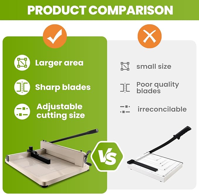 Heavy Duty Paper Cutter 17", Guillotine A3 Paper Cutter, 400 Sheets Capacity Paper Trimmer, Double Safety Protection Durable HSS Blade for Cutting Paper